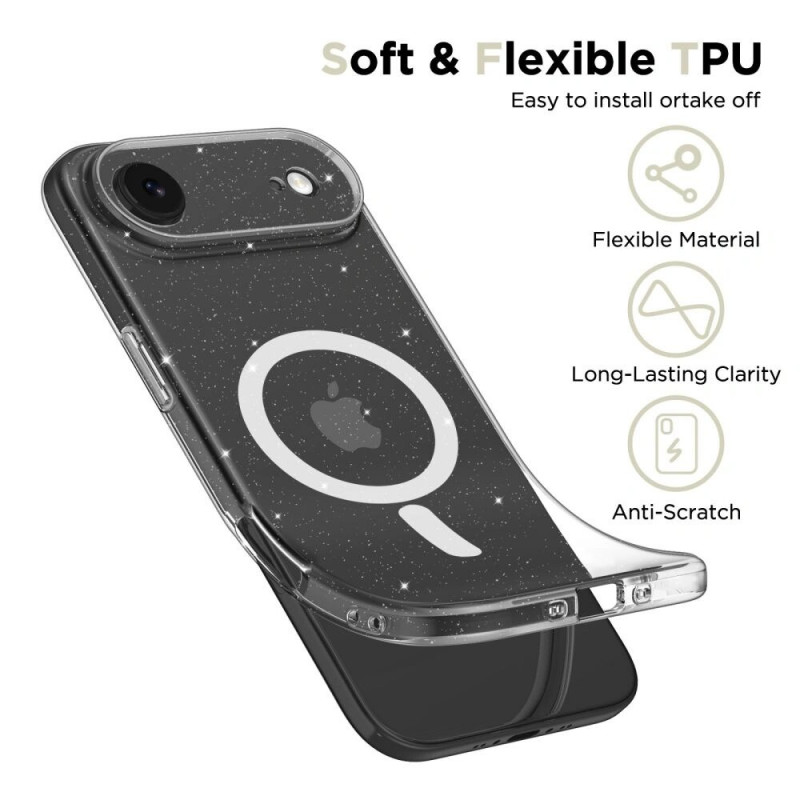 Tech-Protect FlexAir MagSafe -suojakotelo Apple iPhone Air -puhelimelle, kirkas glitter