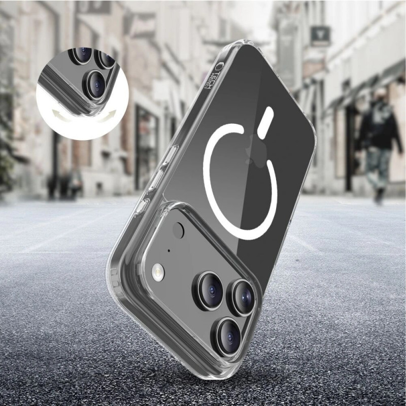 Tech-Protect Flexair Hybrid CC MagSafe -suojakotelo Apple iPhone 17 Pro Max -puhelimelle, kirkas