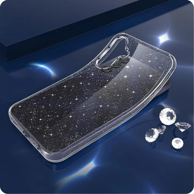 Tech-Protect FlexAir -kuori Samsung Galaxy S25 -puhelimeen, kirkas glitter