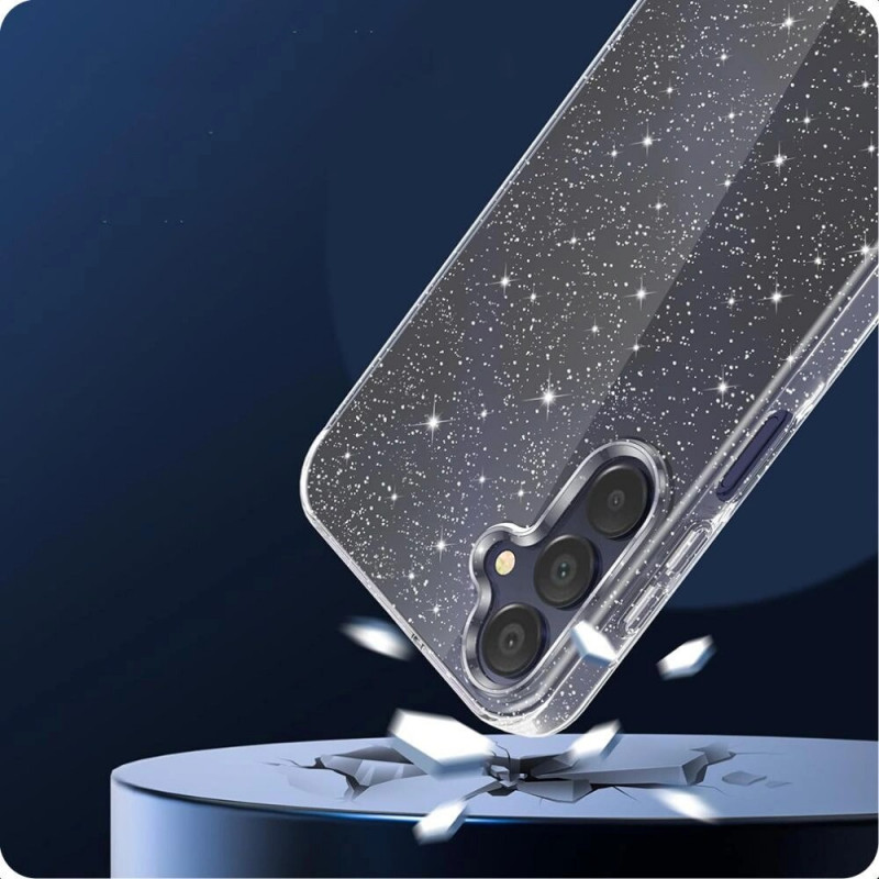 Tech-Protect FlexAir -kuori Samsung Galaxy S25 -puhelimeen, kirkas glitter