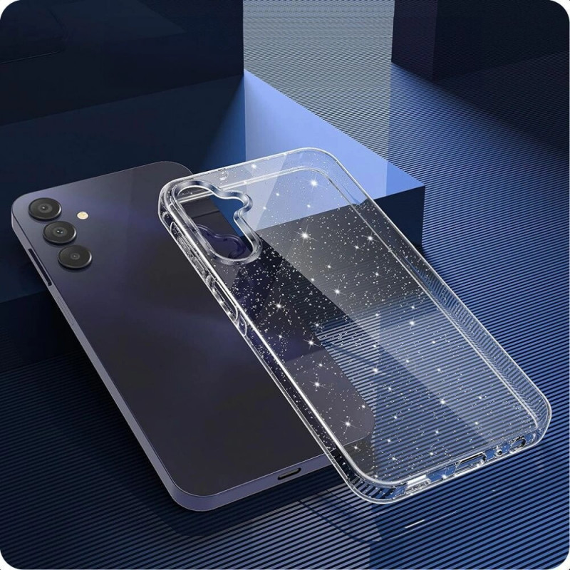 Tech-Protect FlexAir -kuori Samsung Galaxy S25 -puhelimeen, kirkas glitter