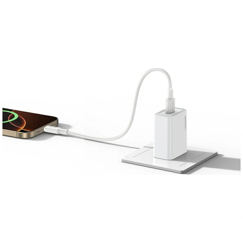 USAMS CC326 T69 USB-A seinälaturi, 10,5 W, 2,1 A, valkoinen