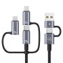USAMS Sufeng Series SJ737 6-in-1-lataus- ja datakaapeli, 240W, digitaalinen näyttö, alumiiniseos, 1,2 m