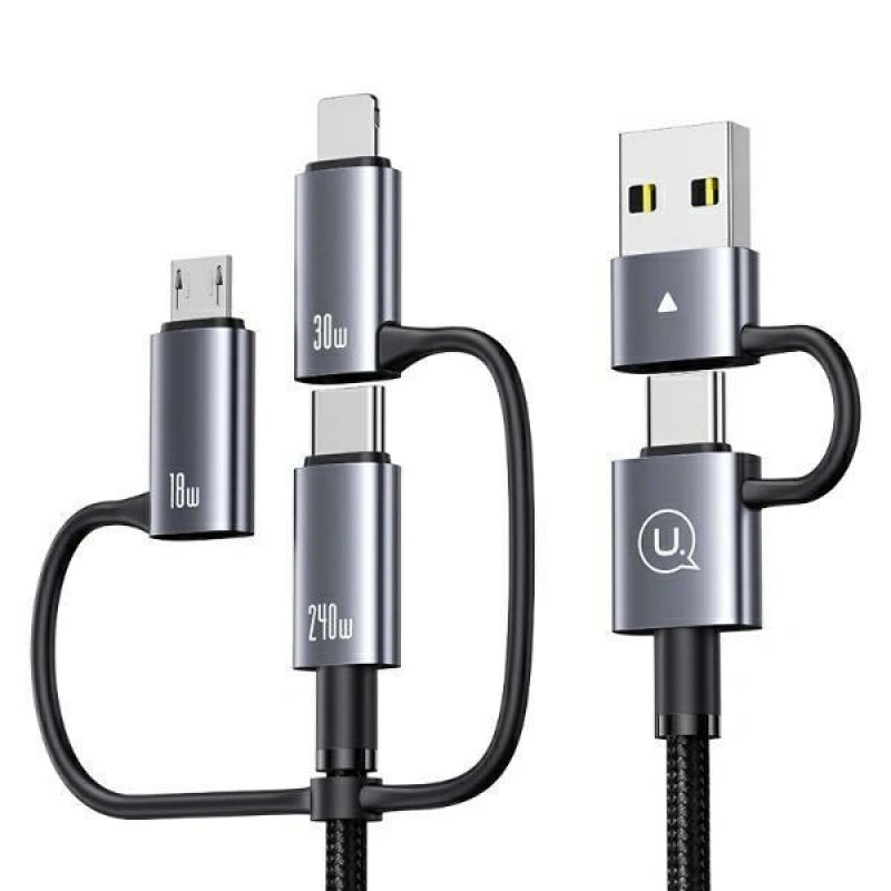 USAMS Sufeng Series SJ737 6-in-1-lataus- ja datakaapeli, 240W, digitaalinen näyttö, alumiiniseos, 1,2 m
