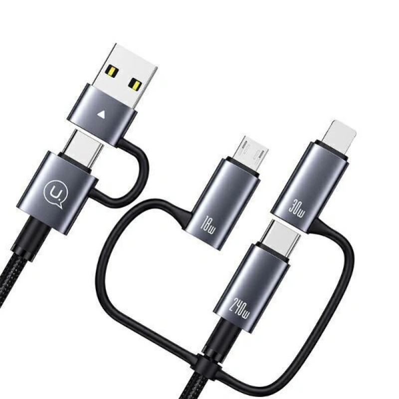 USAMS Sufeng Series SJ737 6-in-1-lataus- ja datakaapeli, 240W, digitaalinen näyttö, alumiiniseos, 1,2 m