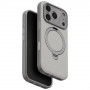 UNIQ Elix -kuori Apple iPhone 18 Pro / 17 Pro -puhelimelle, 360° kiertyvä jalusta, vaaleanharmaa