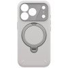 UNIQ Elix -kuori Apple iPhone 18 Pro / 17 Pro -puhelimelle, 360° kiertyvä jalusta, vaaleanharmaa