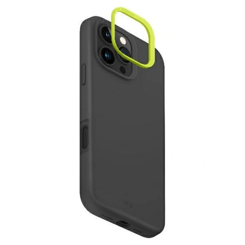 UNIQ Lino Hue -kuori Apple iPhone 16 Pro -puhelimelle, Magclick-lataus, hiilen harmaa