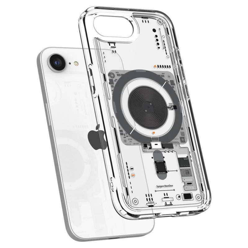 Spigen Ultra Hybrid Mag MagSafe -suojakotelo Apple iPhone 17e / 16e -puhelimelle, Neo One, läpinäkyvä