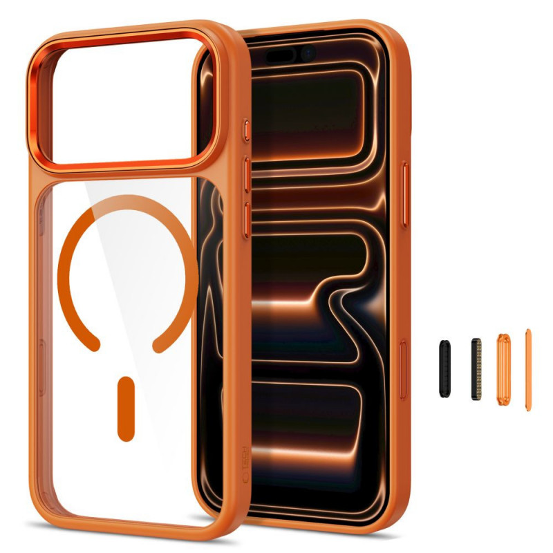 Tech-Protect Magmat MagSafe CC -suojakotelo Apple iPhone 17 Pro Max / 18 Pro Max -puhelimelle, Cosmic Orange / kirkas