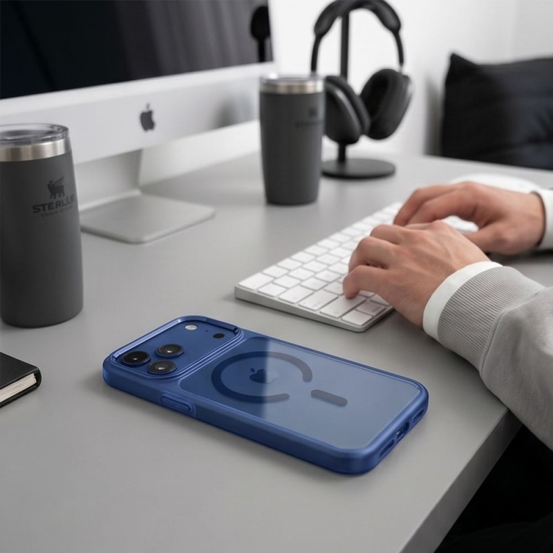 Tech-Protect Magmat MagSafe CC -suojakotelo Apple iPhone 17 Pro / 18 Pro -puhelimelle, Deep Blue / clear