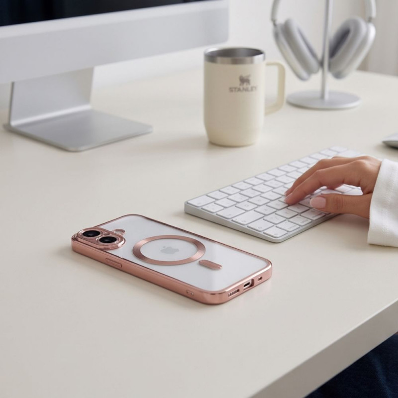 Tech-Protect MagFlex MagSafe -kuori Apple iPhone 17:lle, kiiltävä ruusukulta