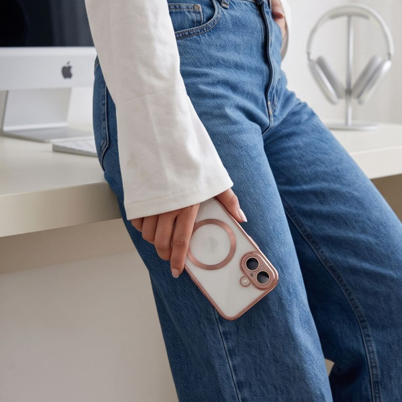 Tech-Protect MagFlex MagSafe -kuori Apple iPhone 17:lle, kiiltävä ruusukulta