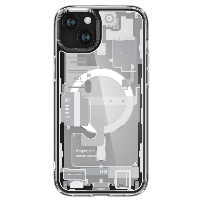 Spigen Ultra Hybrid Mag -suojakotelo MagSafella Apple iPhone 15 Plus / 14 Plus -puhelimelle, Zero One, valkoinen
