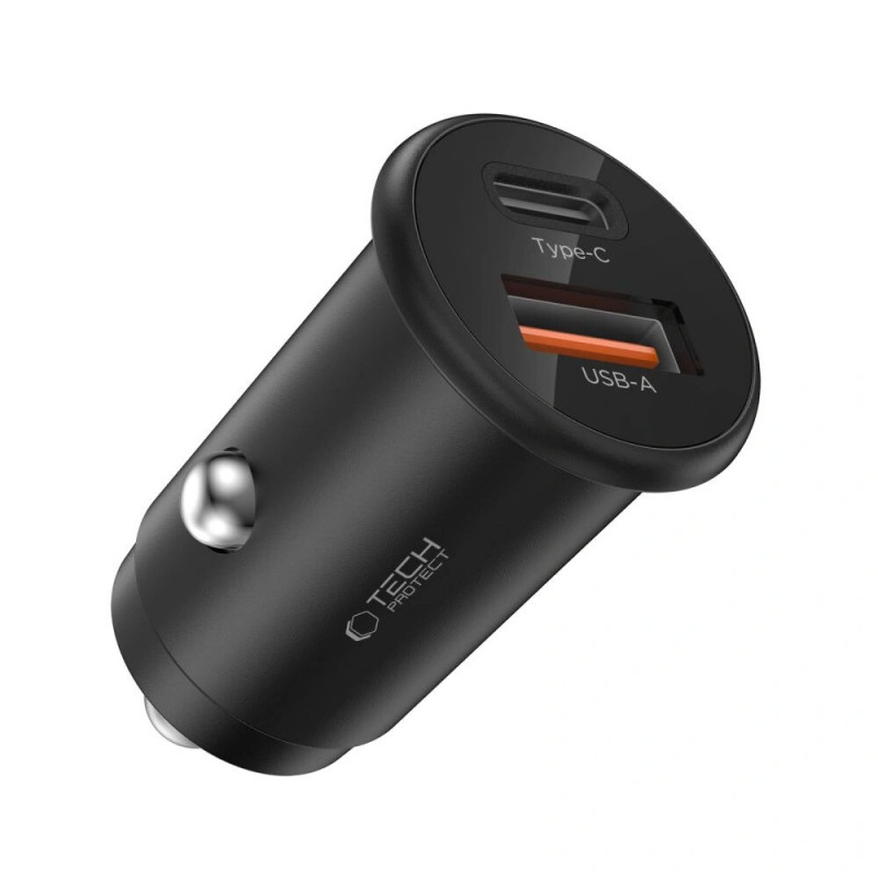 Tech-Protect CC02 2-porttinen autolaturi USB-A / USB-C, PD 35W / QC 3.0, musta (THP4079)