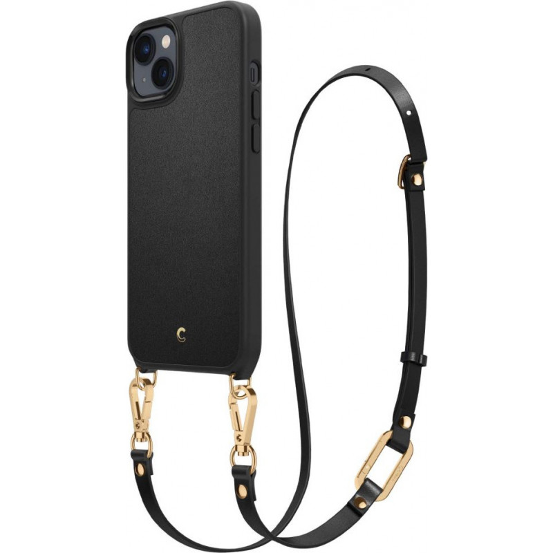 Spigen Cyrill Classic Charm Mag (ACS04948) MagSafe-kuori hihnalla Apple iPhone 14 Plus / 15 Plus -puhelimelle, musta