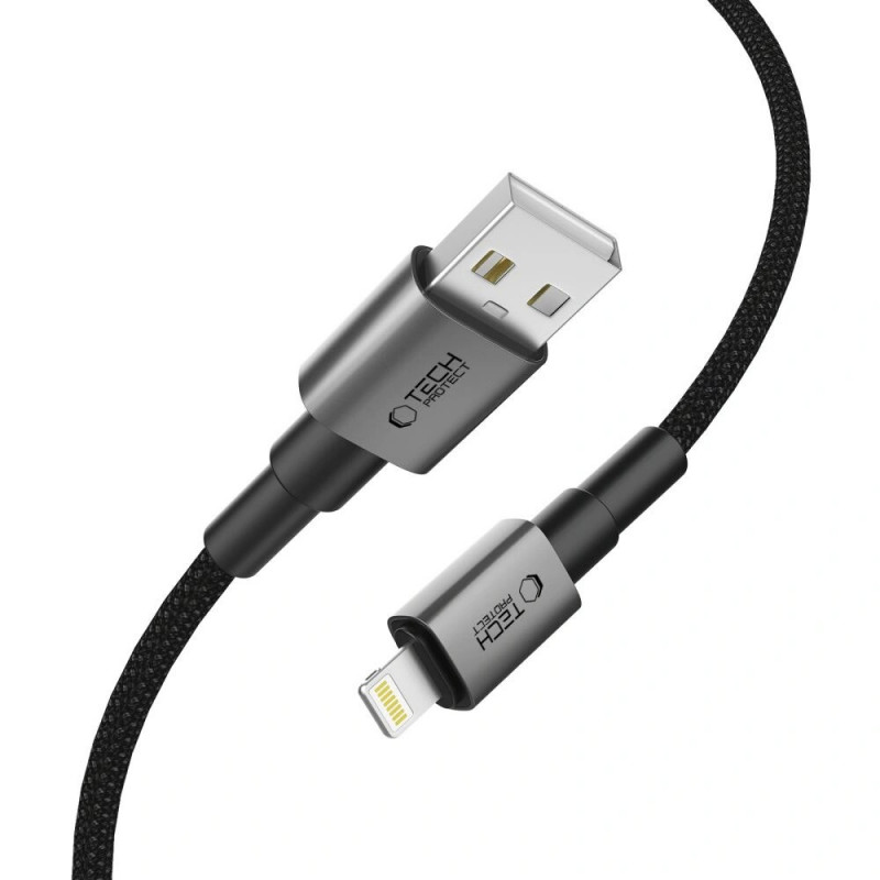 Tech-Protect Ultraboost DNA USB-A / Lightning-kaapeli, 12 W, 2,4 A, 25 cm, Iron Grey
