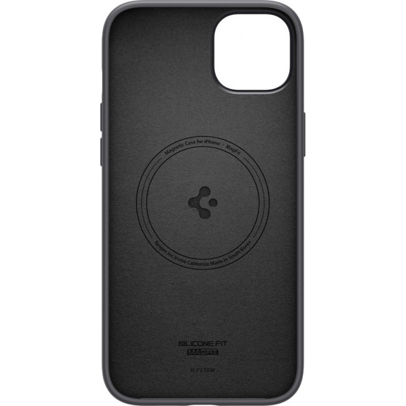 Spigen Silicone Fit Mag (ACS04920) MagSafe-kuori Apple iPhone 14 Plus / 15 Plus -puhelimelle, musta