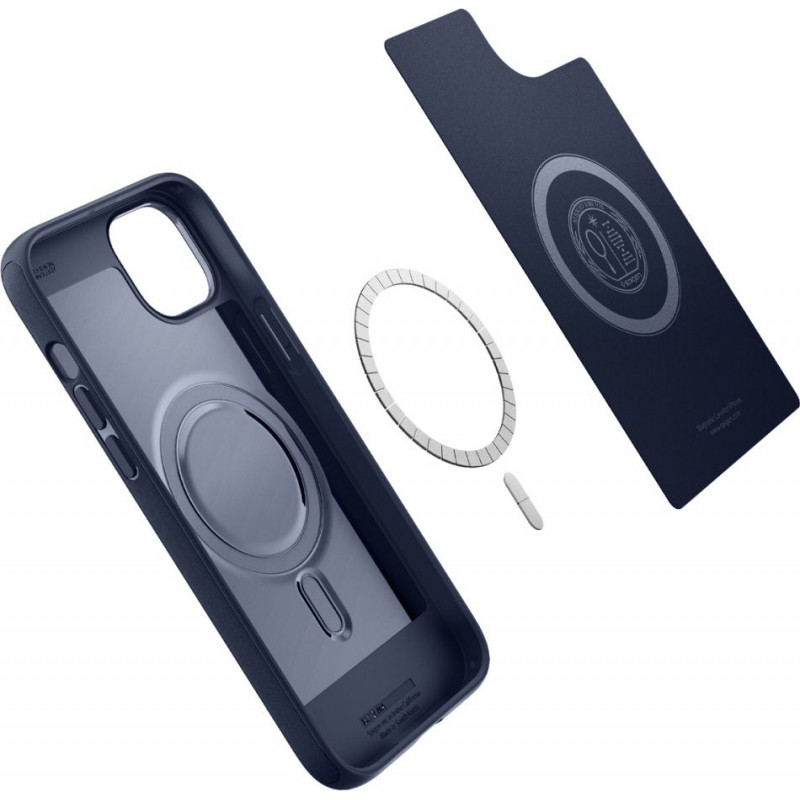 Spigen Mag Armor (ACS04919) -kuori Apple iPhone 14 Plus / 15 Plus -puhelimelle, laivastonsininen