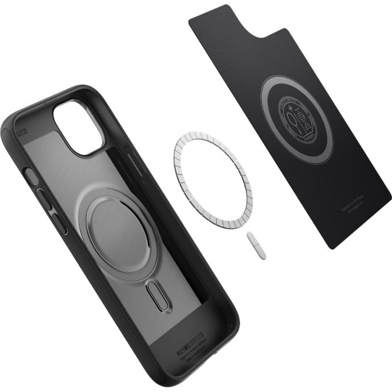 Spigen Mag Armor (ACS04918) kuori Apple iPhone 14 Plus / 15 Plus -puhelimelle, matta musta