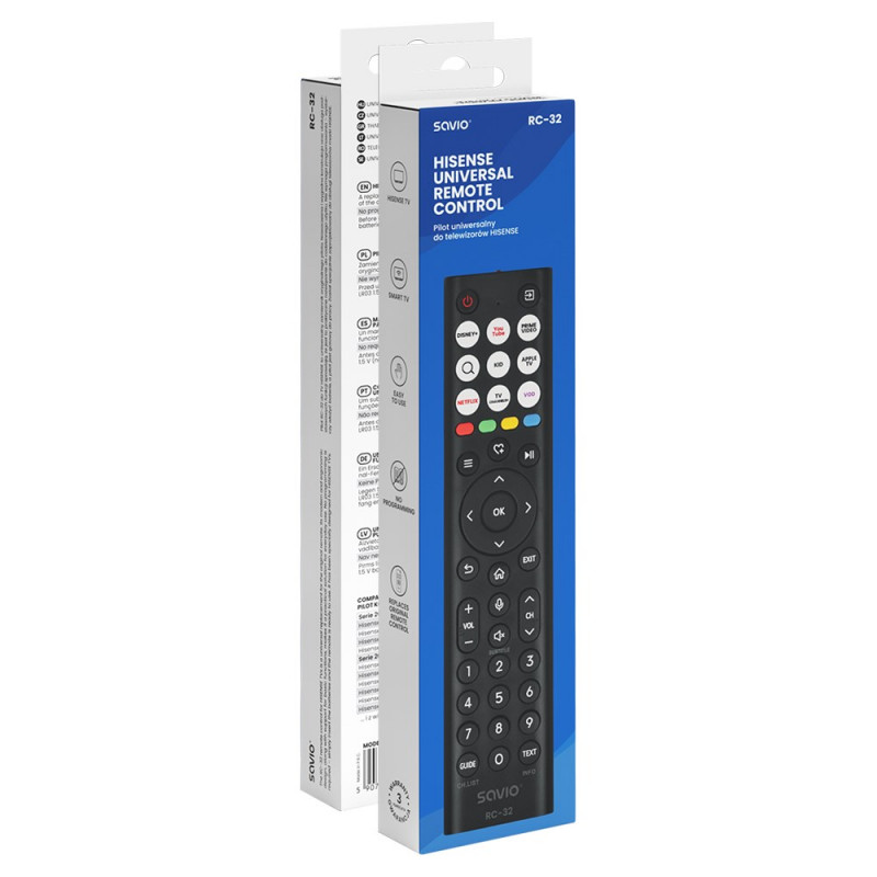 Savio RC-32 yleiskaukosäädin Hisense-televisioille