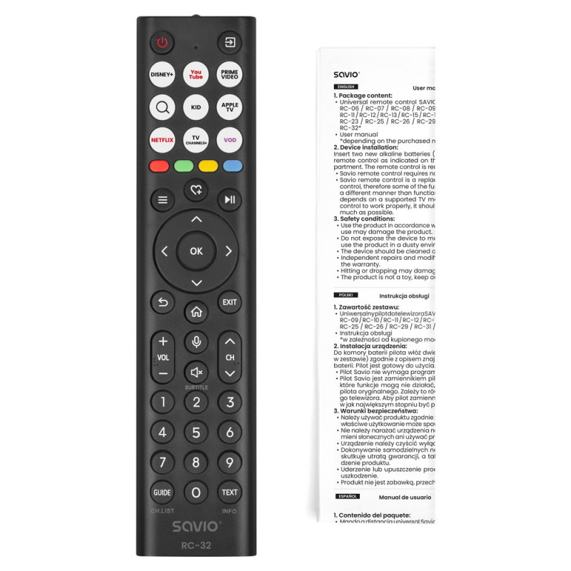 Savio RC-32 yleiskaukosäädin Hisense-televisioille