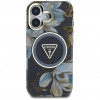 Guess Glitter Flowers Triangle Buttons MagSafe -kuori Apple iPhone 16 -puhelimelle, musta