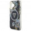 Guess Glitter Flowers Triangle Buttons MagSafe -kuori Apple iPhone 16 -puhelimelle, musta
