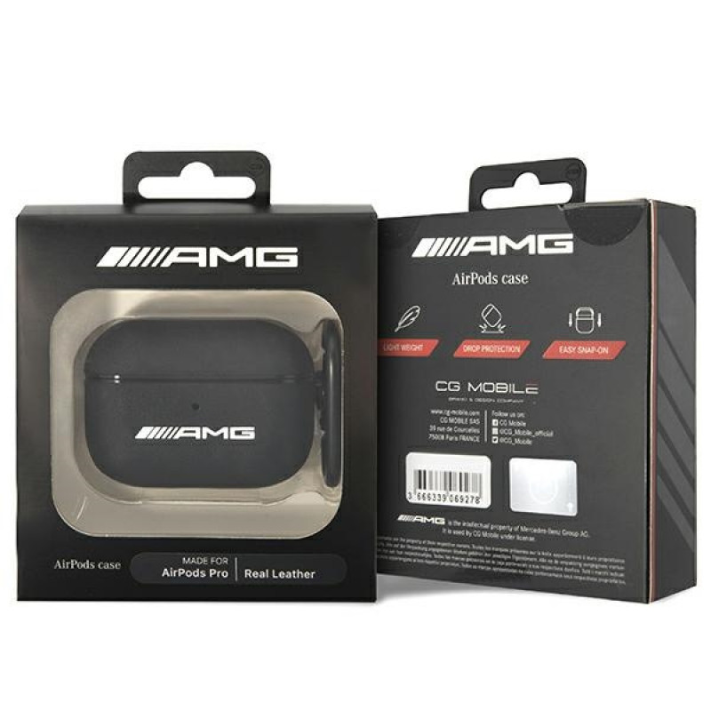 Mercedes-AMG AMAPSLWK Apple AirPods Pro -kotelo AMG Leather Big Logo, musta
