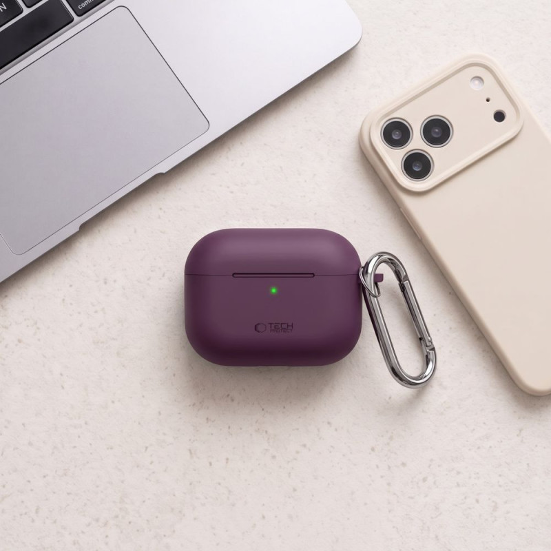 Tech-Protect Silicone Hook THP6103 Apple AirPods Pro 3 -latauskotelon suojakotelo, burgundi
