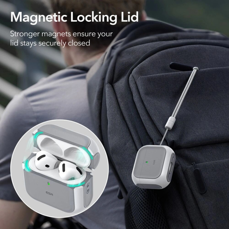 ESR Orbit HaloLock MagSafe -kotelo Apple AirPods 4 -kuulokkeille, valkoinen