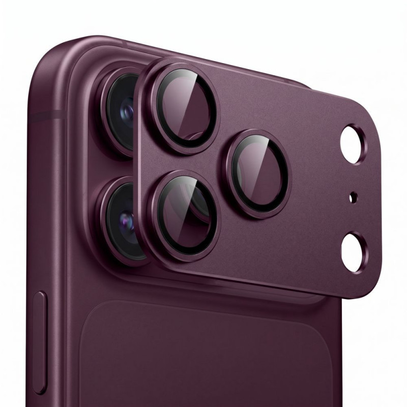 Tech-Protect Camfull Fit+ Apple iPhone 18 Pro Max -kameran linssinsuoja, burgundi