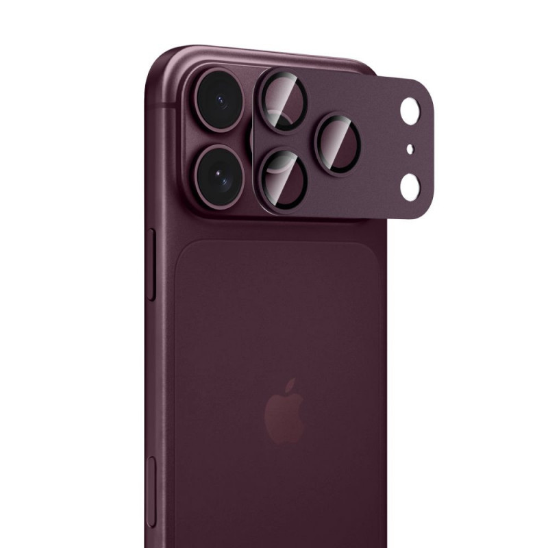 Tech-Protect Camfull Fit+ Apple iPhone 18 Pro -kameran linssinsuoja, Burgundy