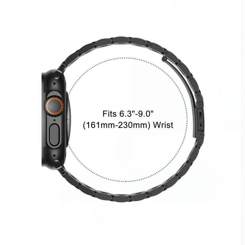 Tech-Protect Stainless THP6099 Apple Watch 8 / 9 / 10 / 11 / 12 / SE / Ultra 44/45/46/49 mm ruostumattomasta teräksestä valmistettu ranneke, musta