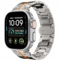 Tech-Protect Stainless THP6100 Apple Watch 8 / 9 / 10 / 11 / 12 / SE / Ultra 44/45/46/49 mm ruostumattomasta teräksestä valmistettu ranneke, Titanium/Orange
