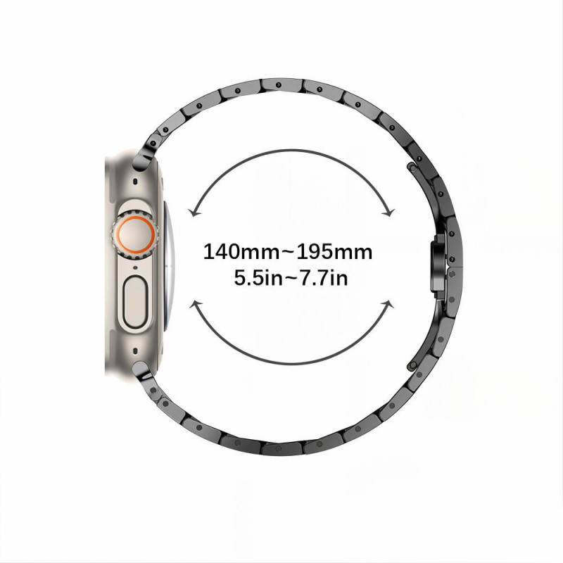 Tech-Protect Stainless THP6100 Apple Watch 8 / 9 / 10 / 11 / 12 / SE / Ultra 44/45/46/49 mm ruostumattomasta teräksestä valmistettu ranneke, Titanium/Orange