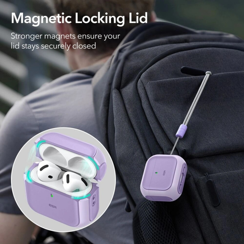 ESR Orbit HaloLock MagSafe -kotelo Apple AirPods 4 -kuulokkeille, violetti