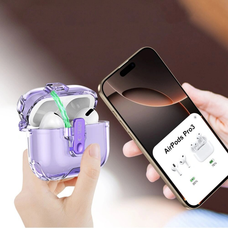 Tech-Protect Bounce Pro Apple AirPods Pro 3 -latauskotelon suojakotelo, kirkas