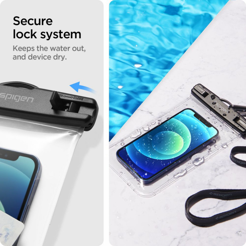Spigen A601 Universal Waterproof Case (2 kpl), Crystal Clear