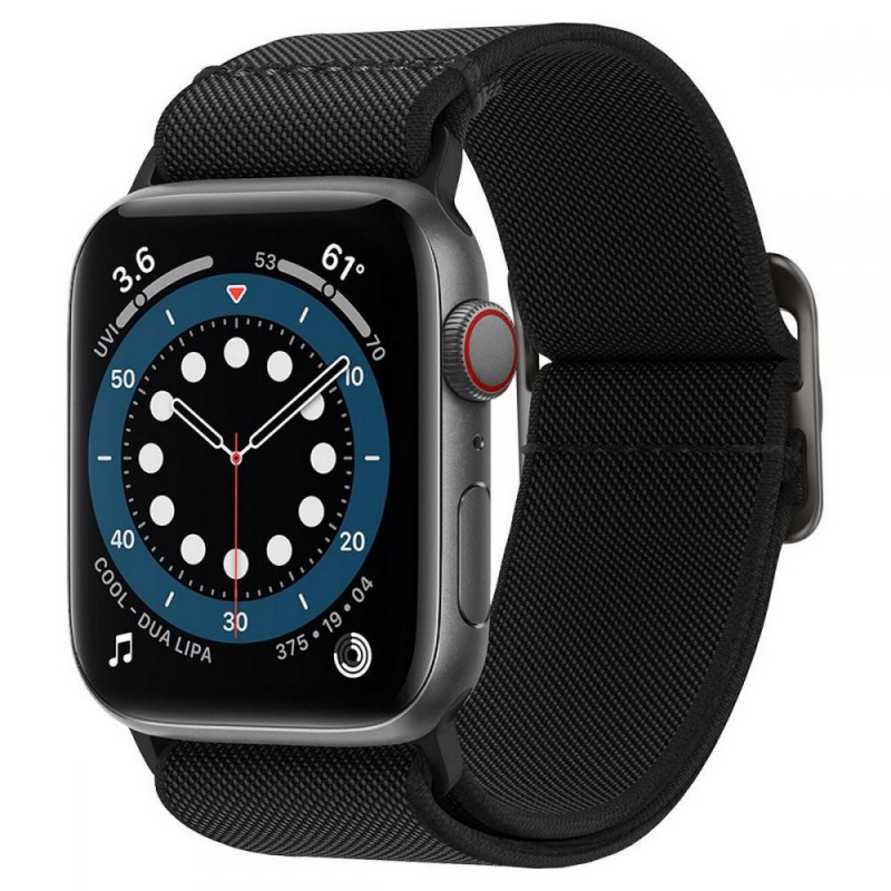 Spigen Fit Lite -ranneke Apple Watch 4/5/6/7/SE/8/9/Ultra 44/45/49 mm, musta