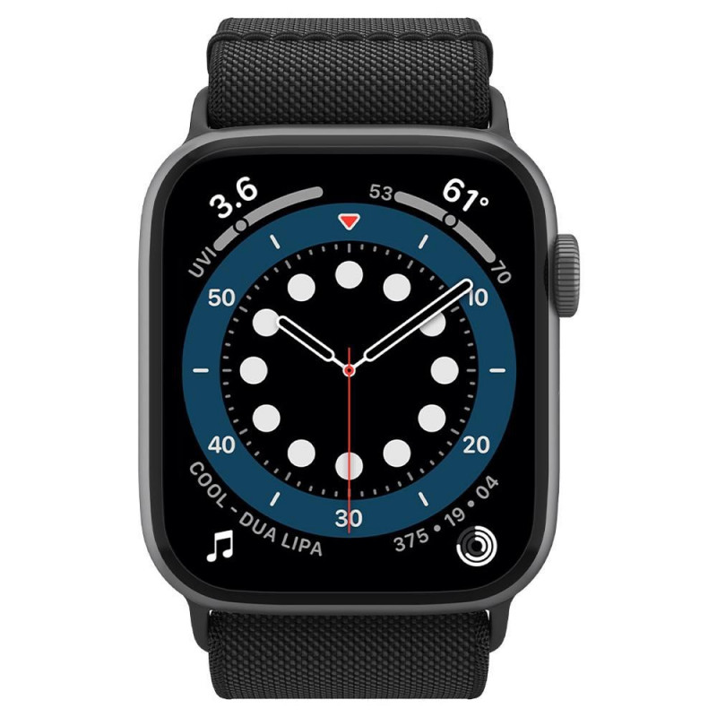 Spigen Fit Lite -ranneke Apple Watch 4/5/6/7/SE/8/9/Ultra 44/45/49 mm, musta