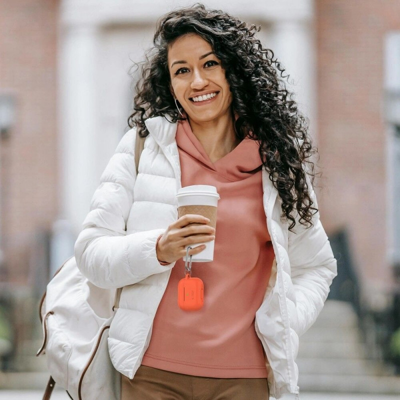 Tech-Protect Silikoninen Hook-kuori Apple AirPods Pro 1 / 2 -kuulokkeille, Cafe Latte