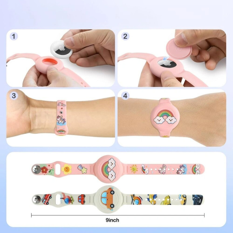 Tech-Protect Smooth Band -ranneke lapsille Apple AirTag 1 / 2 -paikantimelle, värillinen (2 kpl)
