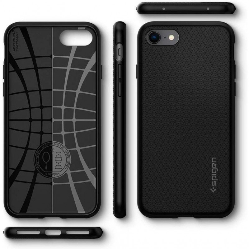 Spigen Liquid Air -suojakotelo Apple iPhone SE 2022 / SE 2020 / 8 / 7 -puhelimelle, musta
