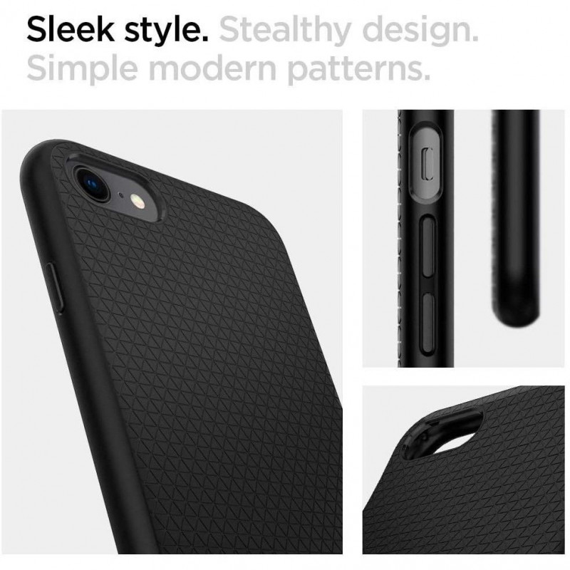 Spigen Liquid Air -suojakotelo Apple iPhone SE 2022 / SE 2020 / 8 / 7 -puhelimelle, musta