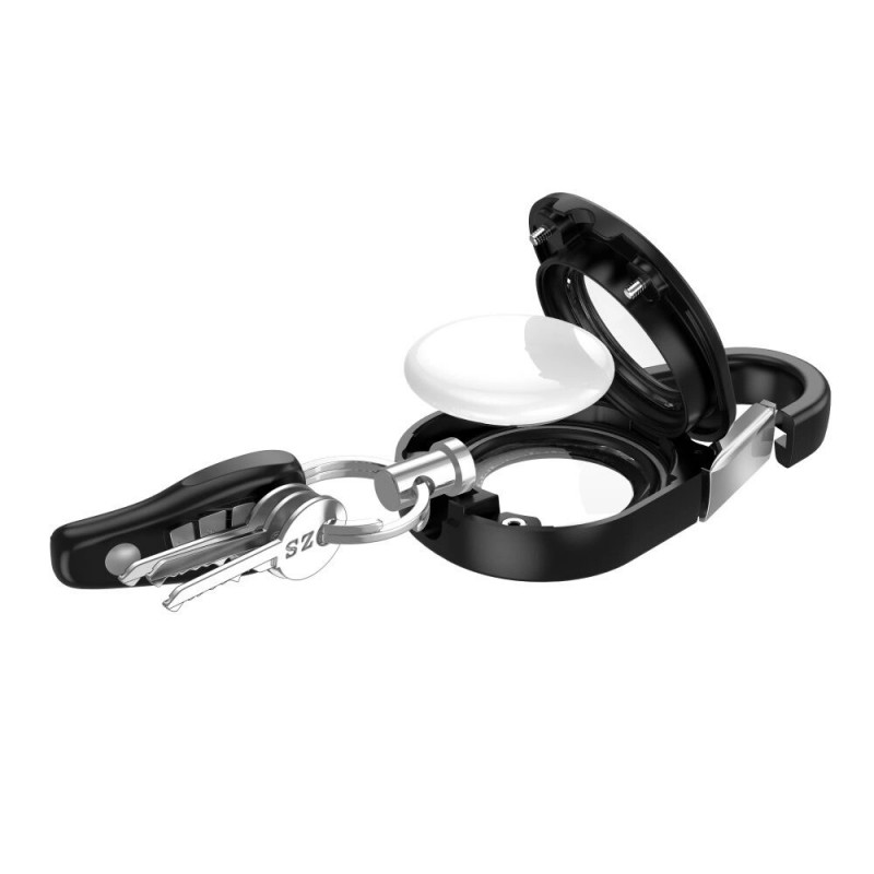 Tech-Protect Slidelock Carabiner avainketjukotelo Apple AirTag 1/2 -laitteelle, musta