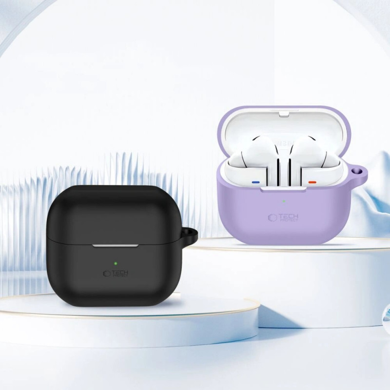 Tech-Protect Silikoninen Hook-kuori Samsung Galaxy Buds 3 / 3 FE / 3 Pro -kuulokkeille, laventeli