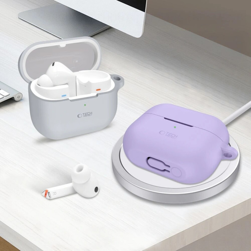 Tech-Protect Silikoninen Hook-kuori Samsung Galaxy Buds 3 / 3 FE / 3 Pro -kuulokkeille, laventeli