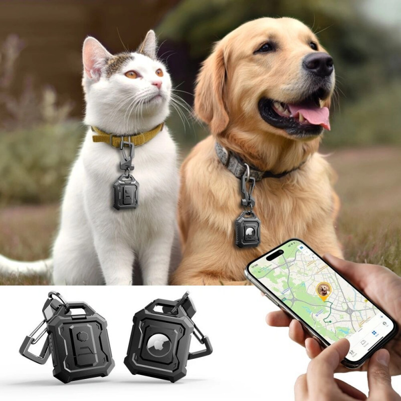 Tech-Protect Kevlar Pro -suojakotelo Apple AirTag 1 / 2 -laitteelle, musta