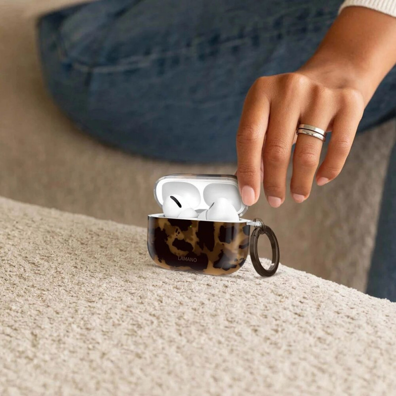 Tech-Protect Lamano-kuori Apple AirPods Pro 1 / 2 Panther (musta ja ruskea)